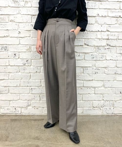 CIAOPANIC（チャオパニック）の「マルチタックワイドパンツ（スラックス・レディース・ブラウン/キャメル/チェック・SMALL/MEDIUM）」の2枚目の写真