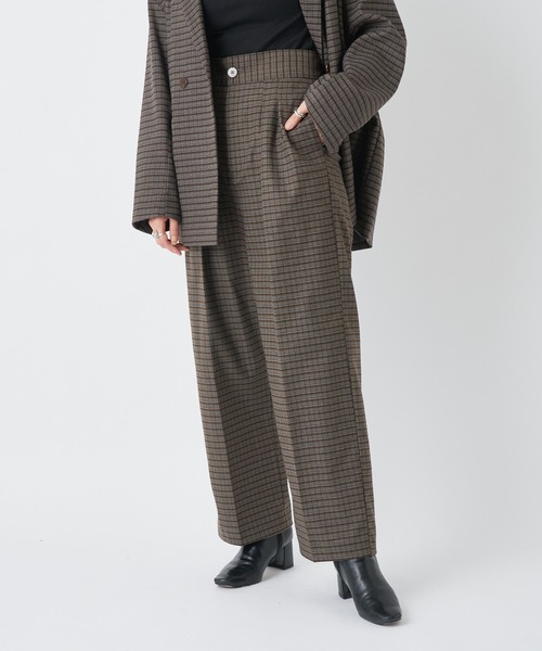 CIAOPANIC（チャオパニック）の「マルチタックワイドパンツ（スラックス・レディース・ブラウン/キャメル/チェック・SMALL/MEDIUM）」の3枚目の写真