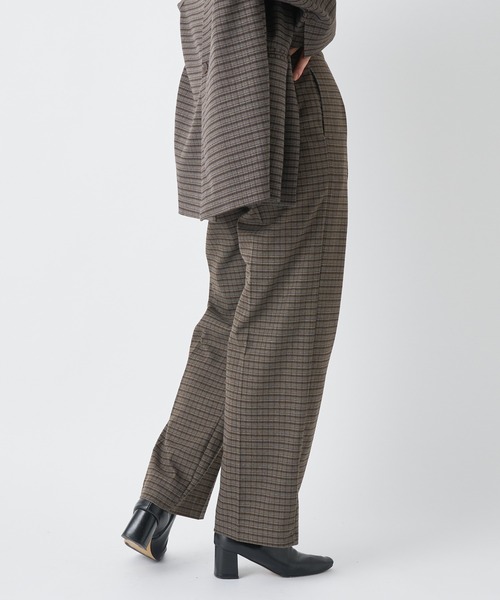 CIAOPANIC（チャオパニック）の「マルチタックワイドパンツ（スラックス・レディース・ブラウン/キャメル/チェック・SMALL/MEDIUM）」の7枚目の写真