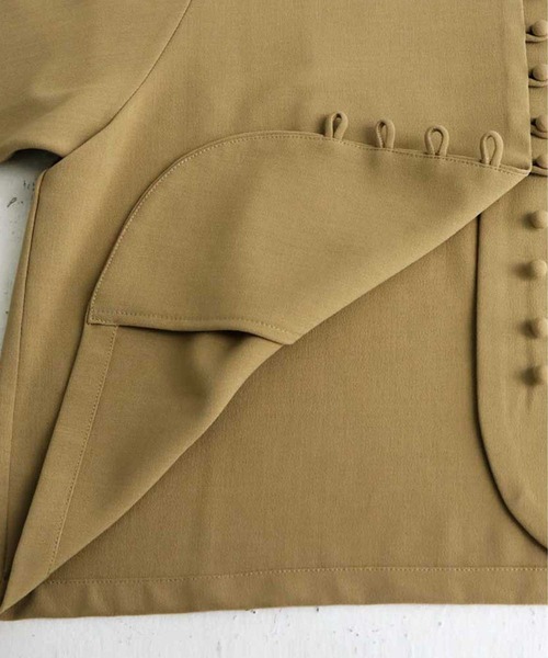 antiqua（アンティカ）の「ノーカラーショートジャケット（ノーカラージャケット・レディース・ブラック/ベージュ・FREE）」の15枚目の写真