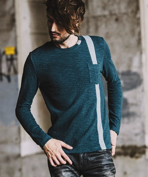 NO ID.（ノーアイディ）の「mlt3580- ｱｼﾝﾒﾄﾘｰﾊﾟﾈﾙU-N-T カットソー（Tシャツ/カットソー・メンズ・ネイビー/ブラック/ホワイト/ブルーグリーン・2/1）」の6枚目の写真