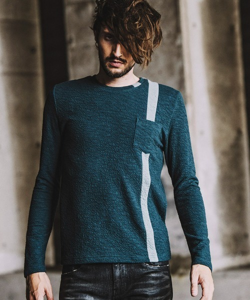 NO ID.（ノーアイディ）の「mlt3580- ｱｼﾝﾒﾄﾘｰﾊﾟﾈﾙU-N-T カットソー（Tシャツ/カットソー・メンズ・ネイビー/ブラック/ホワイト/ブルーグリーン・2/1）」の7枚目の写真