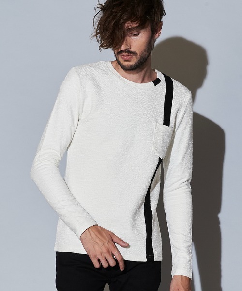 NO ID.（ノーアイディ）の「mlt3580- ｱｼﾝﾒﾄﾘｰﾊﾟﾈﾙU-N-T カットソー（Tシャツ/カットソー・メンズ・ネイビー/ブラック/ホワイト/ブルーグリーン・2/1）」の9枚目の写真