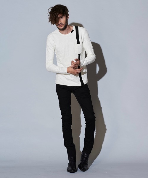 NO ID.（ノーアイディ）の「mlt3580- ｱｼﾝﾒﾄﾘｰﾊﾟﾈﾙU-N-T カットソー（Tシャツ/カットソー・メンズ・ネイビー/ブラック/ホワイト/ブルーグリーン・2/1）」の12枚目の写真