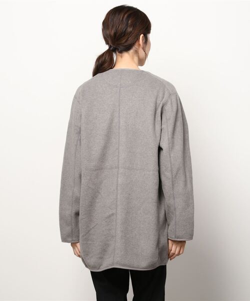 CONVERSE（コンバース）の「【CONVERSE/コンバース】フリースノーカラージャケット（ノーカラージャケット・レディース・ブラック/ブラウン/グレー/カーキ/モカ・M/L）」の7枚目の写真