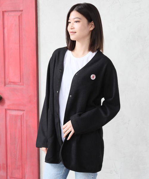 CONVERSE（コンバース）の「【CONVERSE/コンバース】フリースノーカラージャケット（ノーカラージャケット・レディース・ブラック/ブラウン/グレー/カーキ/モカ・M/L）」の19枚目の写真