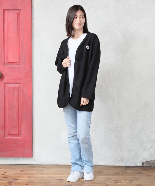 CONVERSE（コンバース）の「【CONVERSE/コンバース】フリースノーカラージャケット（ノーカラージャケット・レディース・ブラック/ブラウン/グレー/カーキ/モカ・M/L）」の9枚目の写真