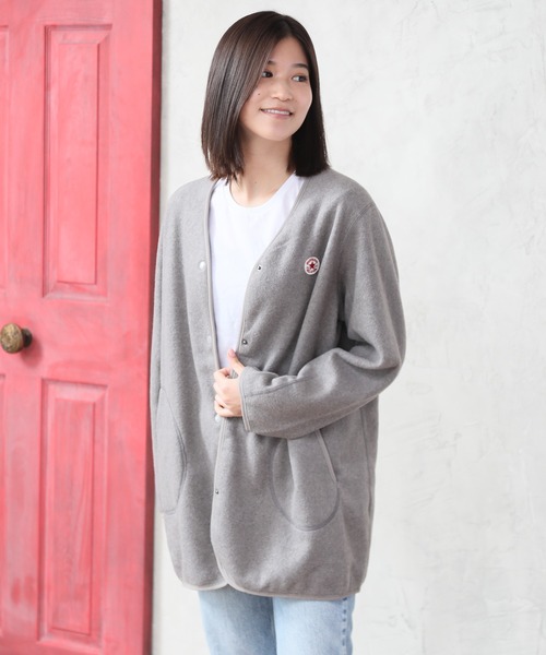 CONVERSE（コンバース）の「【CONVERSE/コンバース】フリースノーカラージャケット（ノーカラージャケット・レディース・ブラック/ブラウン/グレー/カーキ/モカ・M/L）」の22枚目の写真