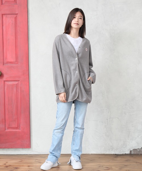 CONVERSE（コンバース）の「【CONVERSE/コンバース】フリースノーカラージャケット（ノーカラージャケット・レディース・ブラック/ブラウン/グレー/カーキ/モカ・M/L）」の10枚目の写真