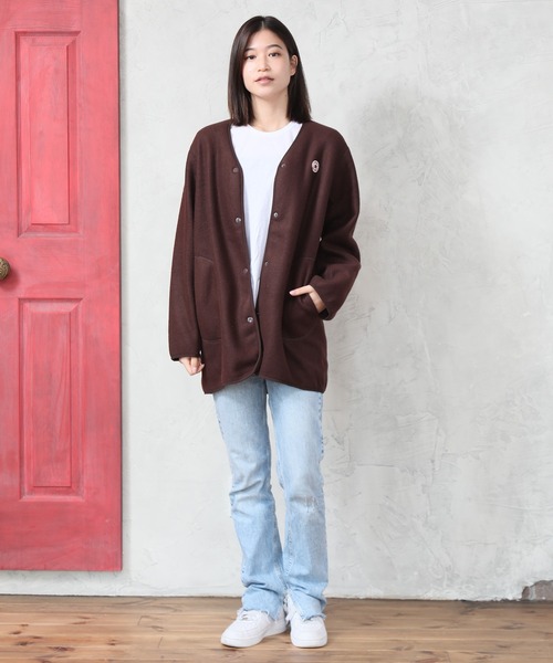 CONVERSE（コンバース）の「【CONVERSE/コンバース】フリースノーカラージャケット（ノーカラージャケット・レディース・ブラック/ブラウン/グレー/カーキ/モカ・M/L）」の11枚目の写真