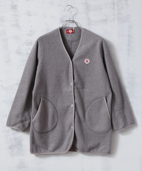 CONVERSE（コンバース）の「【CONVERSE/コンバース】フリースノーカラージャケット（ノーカラージャケット・レディース・ブラック/ブラウン/グレー/カーキ/モカ・M/L）」の15枚目の写真