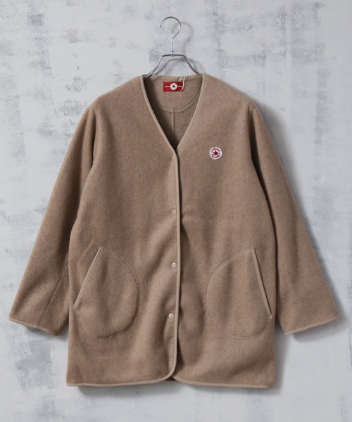 CONVERSE（コンバース）の「【CONVERSE/コンバース】フリースノーカラージャケット（ノーカラージャケット・レディース・ブラック/ブラウン/グレー/カーキ/モカ・M/L）」の17枚目の写真