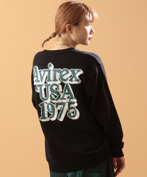 AVIREX(アヴィレックス)の「【直営店限定】AVIREX USA 1975 SWEAT/ アヴィレックスUSA 1975 スウェット(スウェット・レディース・ホワイト/ブラック・FREE)」の1枚目の写真