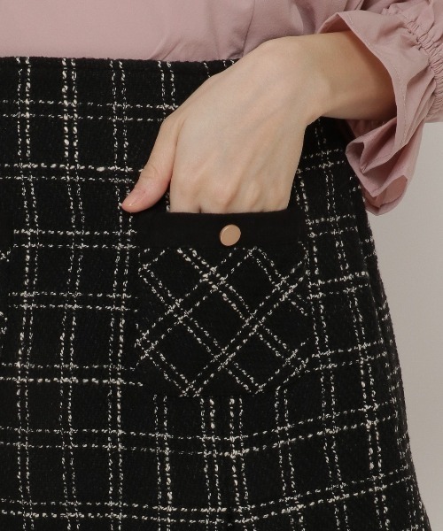 WILLSELECTION（ウィルセレクション）の「チェックボックスタックミニスカート（スカート・レディース・ブラック/ベージュ・SMALL/MEDIUM）」の6枚目の写真