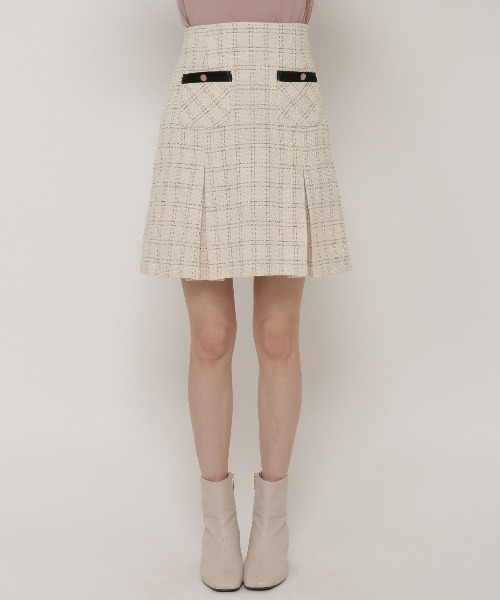 WILLSELECTION（ウィルセレクション）の「チェックボックスタックミニスカート（スカート・レディース・ブラック/ベージュ・SMALL/MEDIUM）」の11枚目の写真