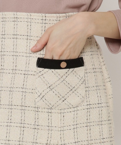 WILLSELECTION（ウィルセレクション）の「チェックボックスタックミニスカート（スカート・レディース・ブラック/ベージュ・SMALL/MEDIUM）」の10枚目の写真