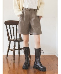 fifth calin | フェイクレザータックハーフパンツ(その他パンツ)
