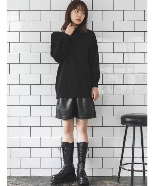 fifth calin（フィフスカラン）の「フェイクレザータックハーフパンツ（その他パンツ・レディース・ブラウン/ブラック・MEDIUM）」の6枚目の写真