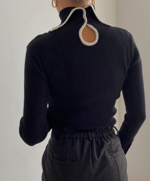 Avvenente（アベネンテ）の「【Avvenente】バイカラーリブニット（ニット/セーター・レディース・グレー/ブラック/ネイビー・FREE）」の18枚目の写真