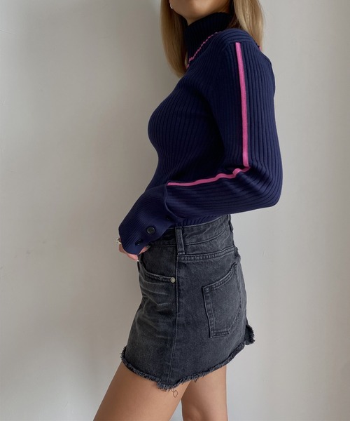 Avvenente（アベネンテ）の「【Avvenente】バイカラーリブニット（ニット/セーター・レディース・グレー/ブラック/ネイビー・FREE）」の21枚目の写真