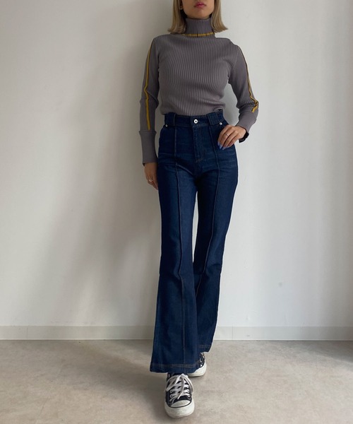 Avvenente（アベネンテ）の「【Avvenente】バイカラーリブニット（ニット/セーター・レディース・グレー/ブラック/ネイビー・FREE）」の14枚目の写真