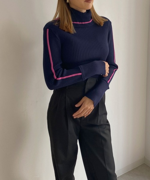Avvenente（アベネンテ）の「【Avvenente】バイカラーリブニット（ニット/セーター・レディース・グレー/ブラック/ネイビー・FREE）」の10枚目の写真