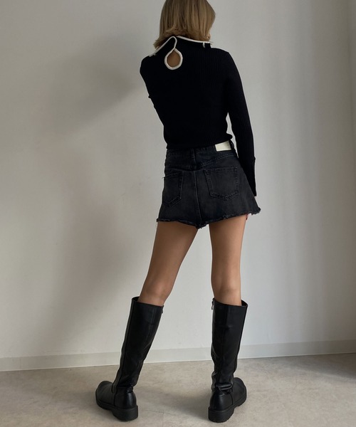 Avvenente（アベネンテ）の「【Avvenente】バイカラーリブニット（ニット/セーター・レディース・グレー/ブラック/ネイビー・FREE）」の8枚目の写真