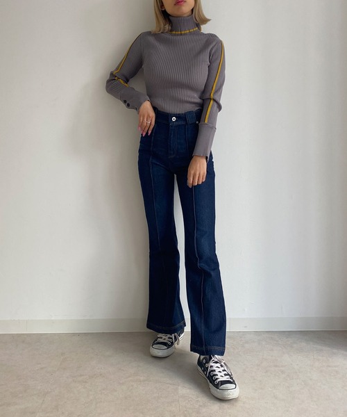 Avvenente（アベネンテ）の「【Avvenente】バイカラーリブニット（ニット/セーター・レディース・グレー/ブラック/ネイビー・FREE）」の13枚目の写真