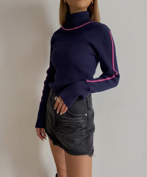 Avvenente（アベネンテ）の「【Avvenente】バイカラーリブニット（ニット/セーター・レディース・グレー/ブラック/ネイビー・FREE）」の17枚目の写真