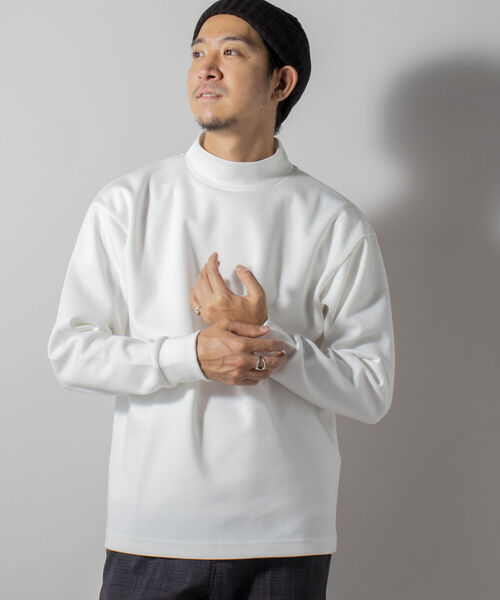 NOLLEY'S goodman(ノーリーズグッドマン)の「【WEB限定】ダンボールニット モックネック 日本製(※程良いルーズシルエットとツヤ感)(Tシャツ/カットソー・メンズ・ホワイト/オリーブ/ベージュ・MEDIUM/LARGE)」の12枚目の写真