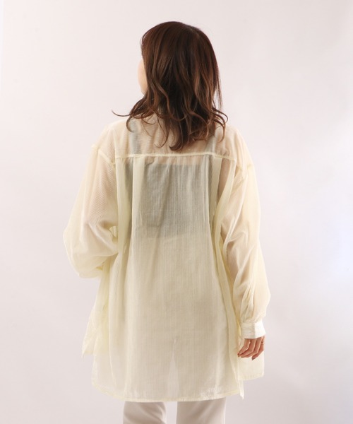 Brownie（ブラウニー）の「Brownie シアーコーデュロイロングシャツ（シャツ/ブラウス・レディース・ブルー/アイボリー/モカ・FREE）」の10枚目の写真
