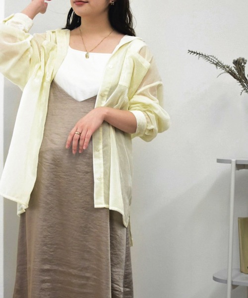 Brownie（ブラウニー）の「Brownie シアーコーデュロイロングシャツ（シャツ/ブラウス・レディース・ブルー/アイボリー/モカ・FREE）」の6枚目の写真