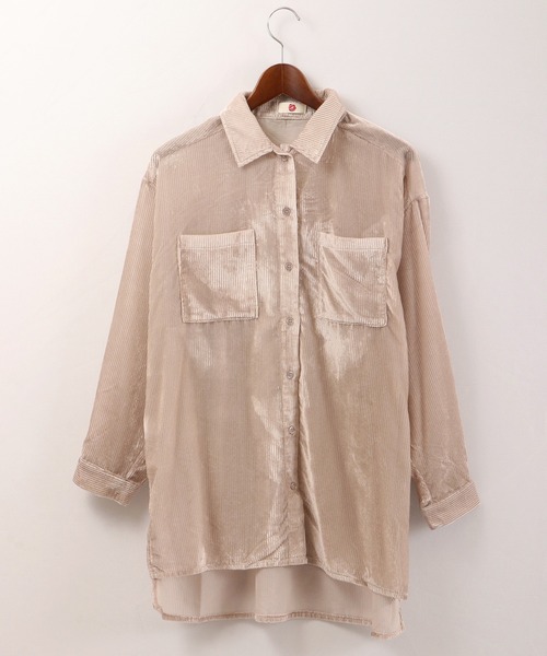 Brownie（ブラウニー）の「Brownie シアーコーデュロイロングシャツ（シャツ/ブラウス・レディース・ブルー/アイボリー/モカ・FREE）」の12枚目の写真