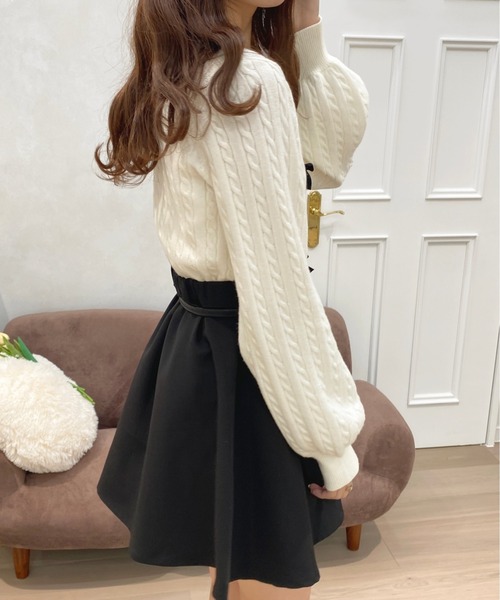 apres jour アプレジュール 袖リボンニットアンサンブル フリーサイズ