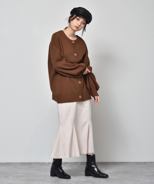 RETRO GIRL(レトロガール)の「ドット釦カラフルカーデ(カーディガン/ボレロ・レディース・グリーン/レッド/ブラック/ダークブラウン/アイボリー/ブルー・FREE)」の14枚目の写真