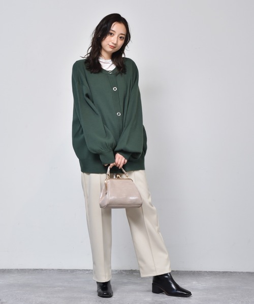 RETRO GIRL(レトロガール)の「ドット釦カラフルカーデ(カーディガン/ボレロ・レディース・グリーン/レッド/ブラック/ダークブラウン/アイボリー/ブルー・FREE)」の16枚目の写真