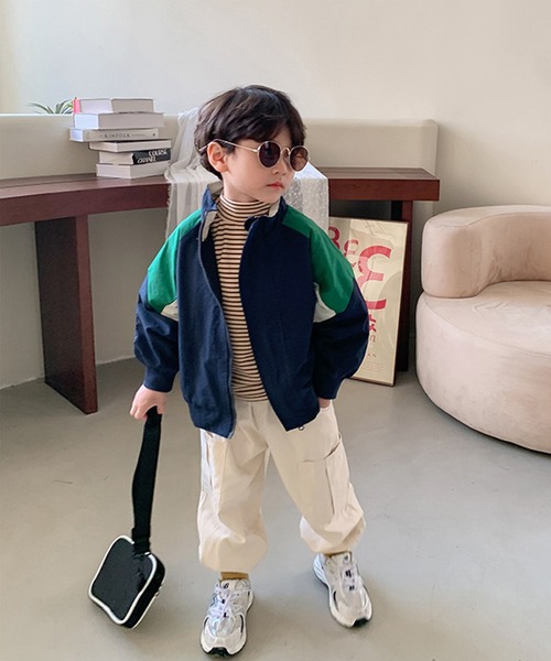 aimoha（アイモハ）の「【aimoha-KIDS-】【新作】 韓国子供服 アメカジバック刺繍配色ブルゾン（ブルゾン・キッズ・ブルー/レッド・90/100/80/110）」の8枚目の写真