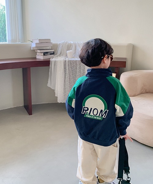 aimoha（アイモハ）の「【aimoha-KIDS-】【新作】 韓国子供服 アメカジバック刺繍配色ブルゾン（ブルゾン・キッズ・ブルー/レッド・90/100/80/110）」の9枚目の写真