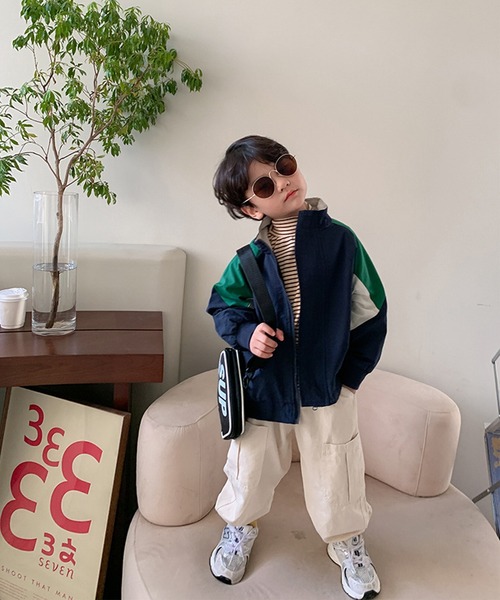 aimoha（アイモハ）の「【aimoha-KIDS-】【新作】 韓国子供服 アメカジバック刺繍配色ブルゾン（ブルゾン・キッズ・ブルー/レッド・90/100/80/110）」の11枚目の写真