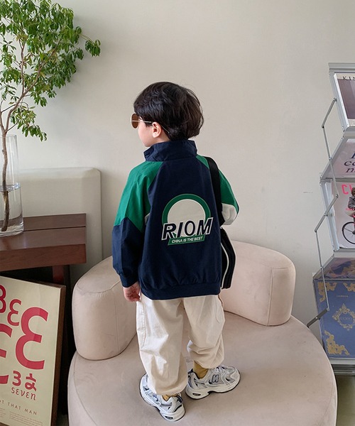 aimoha（アイモハ）の「【aimoha-KIDS-】【新作】 韓国子供服 アメカジバック刺繍配色ブルゾン（ブルゾン・キッズ・ブルー/レッド・90/100/80/110）」の12枚目の写真