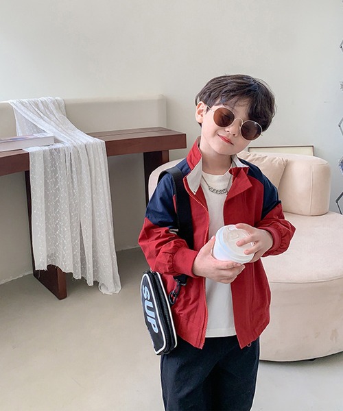 aimoha（アイモハ）の「【aimoha-KIDS-】【新作】 韓国子供服 アメカジバック刺繍配色ブルゾン（ブルゾン・キッズ・ブルー/レッド・90/100/80/110）」の14枚目の写真