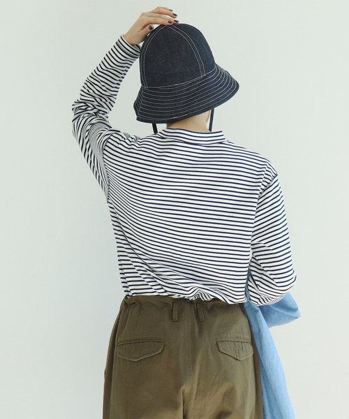 PAR ICI（パーリッシィ）の「スムースボーダー モックネックカットソー（Tシャツ/カットソー・レディース・ネイビー/レッド・FREE）」の13枚目の写真