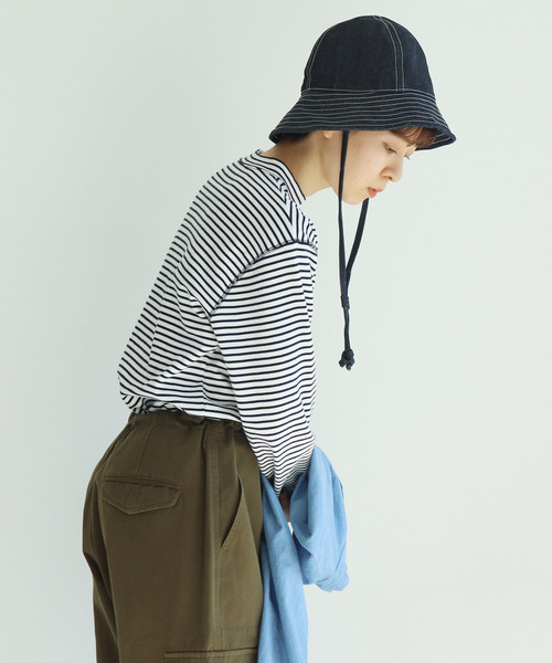 PAR ICI（パーリッシィ）の「スムースボーダー モックネックカットソー（Tシャツ/カットソー・レディース・ネイビー/レッド・FREE）」の14枚目の写真