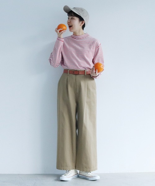 PAR ICI（パーリッシィ）の「スムースボーダー モックネックカットソー（Tシャツ/カットソー・レディース・ネイビー/レッド・FREE）」の7枚目の写真