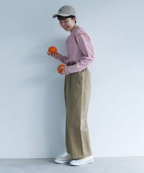 PAR ICI（パーリッシィ）の「スムースボーダー モックネックカットソー（Tシャツ/カットソー・レディース・ネイビー/レッド・FREE）」の8枚目の写真