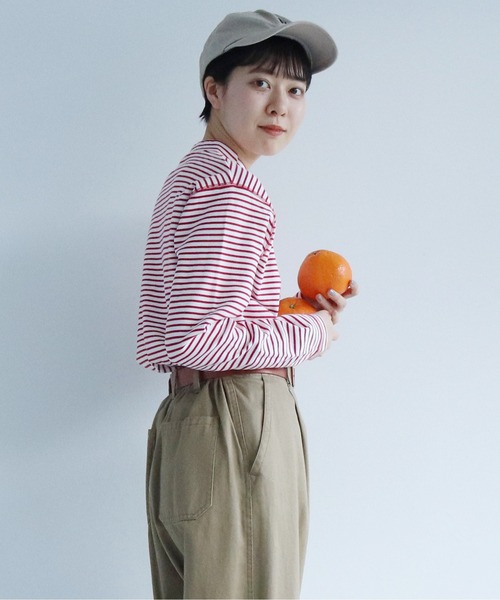 PAR ICI（パーリッシィ）の「スムースボーダー モックネックカットソー（Tシャツ/カットソー・レディース・ネイビー/レッド・FREE）」の5枚目の写真