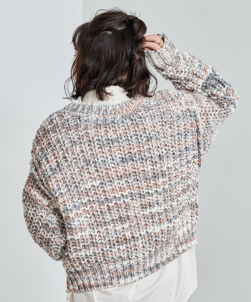 cepo（セポ）の「ミックスカラーニットカーデ ２ＷＡＹ（カーディガン/ボレロ・レディース・グリーン/オレンジ/オフホワイト・M）」の17枚目の写真