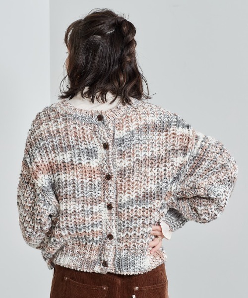 cepo（セポ）の「ミックスカラーニットカーデ ２ＷＡＹ（カーディガン/ボレロ・レディース・グリーン/オレンジ/オフホワイト・M）」の14枚目の写真
