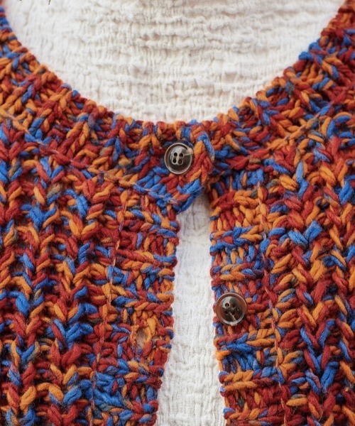 cepo（セポ）の「ミックスカラーニットカーデ ２ＷＡＹ（カーディガン/ボレロ・レディース・グリーン/オレンジ/オフホワイト・M）」の15枚目の写真