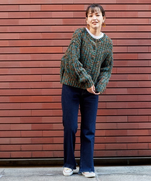 cepo（セポ）の「ミックスカラーニットカーデ ２ＷＡＹ（カーディガン/ボレロ・レディース・グリーン/オレンジ/オフホワイト・M）」の22枚目の写真